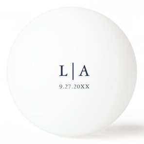 Navy Blue and White Initials Wedding Personalized Ping Pong Ball