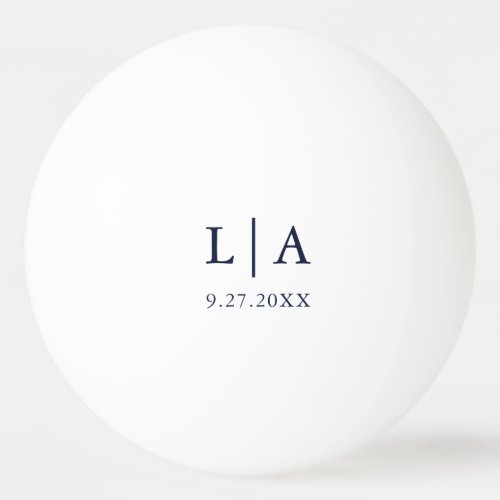 Navy Blue and White Initials Wedding Personalized Ping Pong Ball