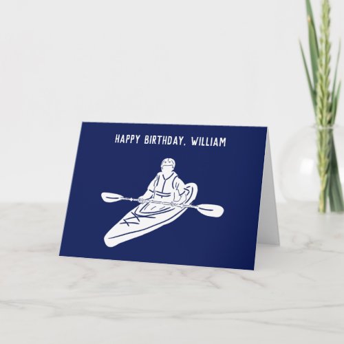 Navy Blue and White Kayakers Birthday Card