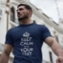 Navy Blue and White Keep Calm and Your Text T-Shirt