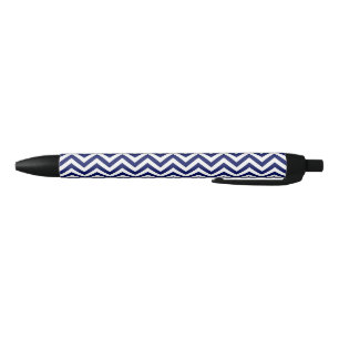 Navy Blue and White Large Chevron ZigZag Pattern Pen