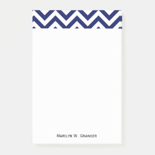 Navy Blue and White Large Chevron ZigZag Pattern Post-it Notes