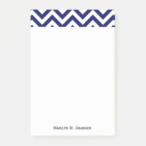 Navy Blue and White Large Chevron ZigZag Pattern Post_it Notes