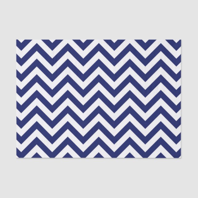Navy Blue and White Large Chevron ZigZag Pattern Tissue Paper (Front)