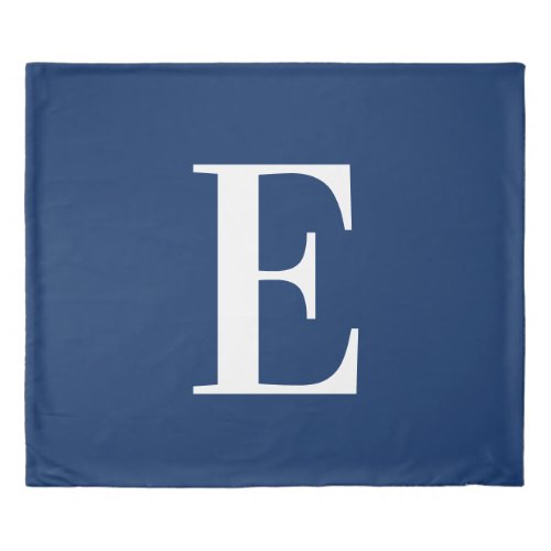 Navy Blue and White Large E Monogram Duvet Cover