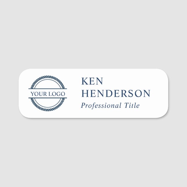 Navy-Blue and White Logo  Name Tag (Front)