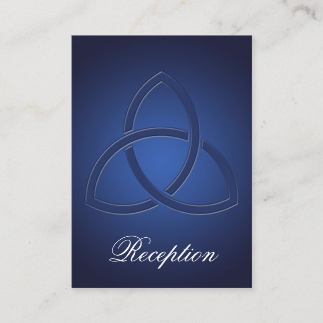 Navy Blue and White Love Knot Enclosure Card (Front)