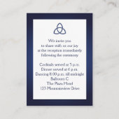 Navy Blue and White Love Knot Enclosure Card (Back)