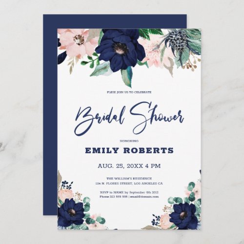 Navy_blue and white marine flowers bloom invitation