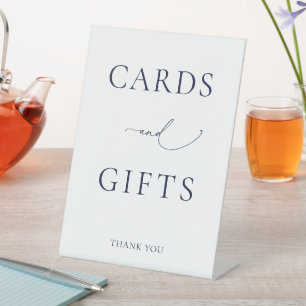 Navy Blue and White Minimalist Cards and Gifts Pedestal Sign