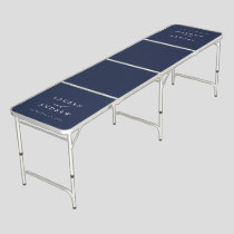 Navy Blue and White Minimalist Personalized Beer Pong Table