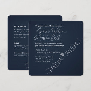 Navy Blue and White Minimalist Wedding Invitation