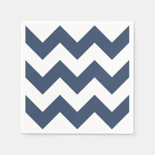 Navy Blue and White Modern Chevron Paper Napkins