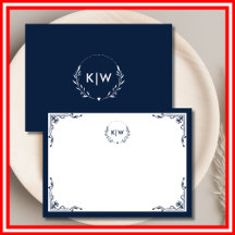 Navy Blue and White | Modern Initials Monogram