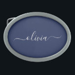 Navy Blue and White Modern Monogram Belt Buckle<br><div class="desc">Introducing our Navy Blue and White Modern Monogram Collection: Elevate your home decor with our sophisticated collection featuring a contemporary navy blue and white color scheme. Each piece is meticulously crafted to exude elegance and style, perfect for adding a touch of modern flair to any room. Whether you're looking for...</div>