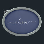 Navy Blue and White Modern Monogram Belt Buckle<br><div class="desc">Introducing our Navy Blue and White Modern Monogram Collection: Elevate your home decor with our sophisticated collection featuring a contemporary navy blue and white color scheme. Each piece is meticulously crafted to exude elegance and style, perfect for adding a touch of modern flair to any room. Whether you're looking for...</div>
