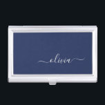 Navy Blue and White Modern Monogram Business Card Case<br><div class="desc">Introducing our Navy Blue and White Modern Monogram Collection: Elevate your home decor with our sophisticated collection featuring a contemporary navy blue and white color scheme. Each piece is meticulously crafted to exude elegance and style, perfect for adding a touch of modern flair to any room. Whether you're looking for...</div>