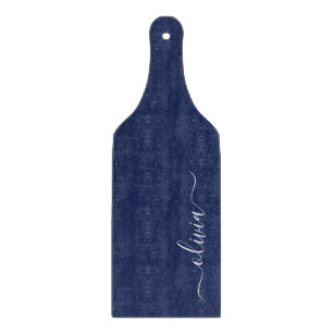 Navy Blue and White Modern Monogram Cutting Board