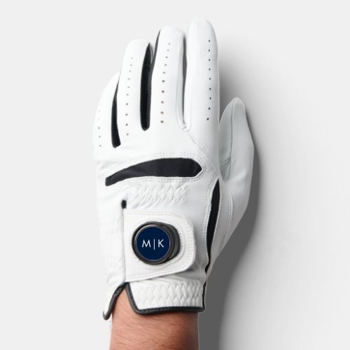 Navy Blue and White  Modern Monogram Golf Glove