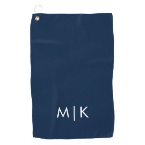 Navy Blue and White | Modern Monogram Golf Towel