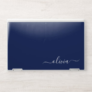 Navy Blue and White Modern Monogram HP Laptop Skin