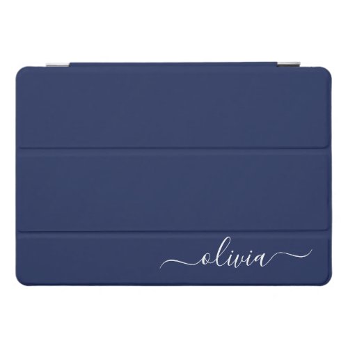 Navy Blue and White Modern Monogram iPad Pro Cover