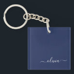 Navy Blue and White Modern Monogram Keychain<br><div class="desc">Introducing our Navy Blue and White Modern Monogram Collection: Elevate your home decor with our sophisticated collection featuring a contemporary navy blue and white color scheme. Each piece is meticulously crafted to exude elegance and style, perfect for adding a touch of modern flair to any room. Whether you're looking for...</div>