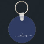 Navy Blue and White Modern Monogram Keychain<br><div class="desc">Introducing our Navy Blue and White Modern Monogram Collection: Elevate your home decor with our sophisticated collection featuring a contemporary navy blue and white color scheme. Each piece is meticulously crafted to exude elegance and style, perfect for adding a touch of modern flair to any room. Whether you're looking for...</div>