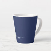 Navy Blue and White Modern Monogram Latte Mug (Right Angle)