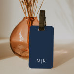 Navy Blue and White | Modern Monogram Luggage Tag<br><div class="desc">This modern luggage tag design features a dark navy blue background,  with your initials in bold white text for a look that is simple and stylish,  yet professional.</div>