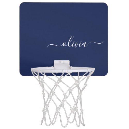 Navy Blue and White Modern Monogram Mini Basketball Hoop