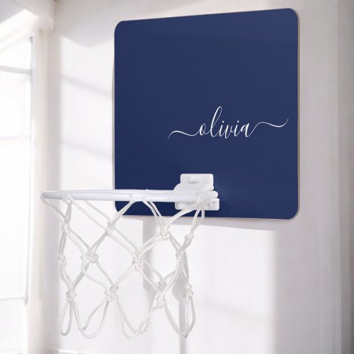 Navy Blue and White Modern Monogram Mini Basketball Hoop