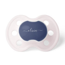 Navy Blue and White Modern Monogram Pacifier