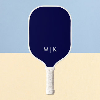 Navy Blue and White | Modern Monogram Pickleball Paddle