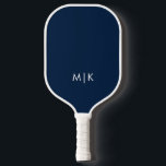 Navy Blue and White | Modern Monogram Pickleball Paddle<br><div class="desc">This modern pickleball paddle design features a dark navy blue background,  with your initials in bold white text for a look that is simple and stylish,  yet professional.</div>