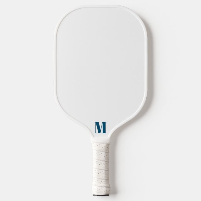 Navy Blue and White Modern Monogram Pickleball Paddle (Front)