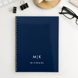 Navy Blue and White | Modern Monogram Planner<br><div class="desc">This modern planner design features a dark navy blue background,  with your initials in bold white text for a look that is simple and elegant.</div>