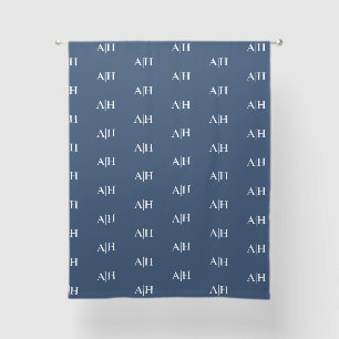 Navy Blue and White , Modern Monogram Sheer Curtains