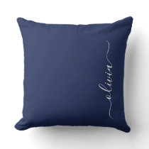 Navy Blue and White Modern Monogram Throw Pillow