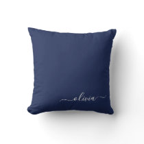 Navy Blue and White Modern Monogram Throw Pillow