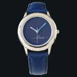 Navy Blue and White Modern Monogram Watch<br><div class="desc">Introducing our Navy Blue and White Modern Monogram Collection: Elevate your home decor with our sophisticated collection featuring a contemporary navy blue and white color scheme. Each piece is meticulously crafted to exude elegance and style, perfect for adding a touch of modern flair to any room. Whether you're looking for...</div>
