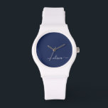 Navy Blue and White Modern Monogram Watch<br><div class="desc">Introducing our Navy Blue and White Modern Monogram Collection: Elevate your home decor with our sophisticated collection featuring a contemporary navy blue and white color scheme. Each piece is meticulously crafted to exude elegance and style, perfect for adding a touch of modern flair to any room. Whether you're looking for...</div>