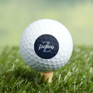 Navy Blue and White Monogram and Name Personalized Golf Balls