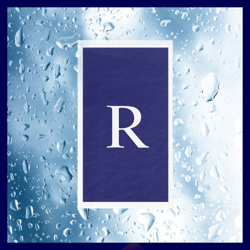 Navy Blue and White Monogrammed Paper Guest Towel