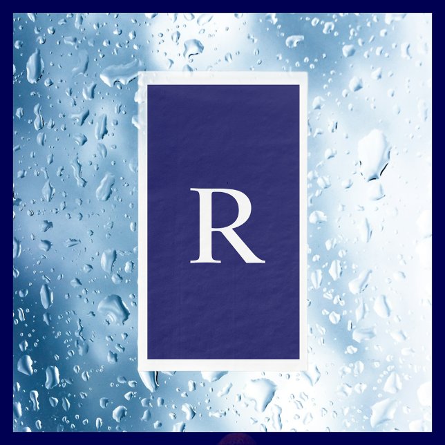Navy Blue and White Monogrammed Paper Guest Towel (Creator Uploaded)