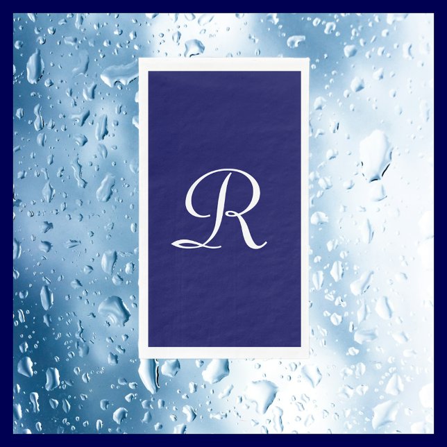 Navy Blue and White Monogrammed Paper Guest Towel (Creator Uploaded)
