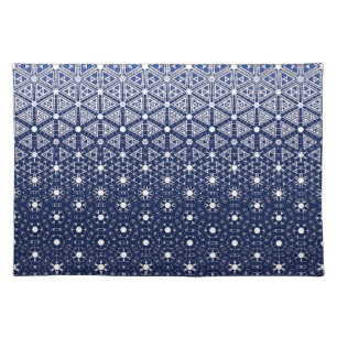 Navy Blue and White Mosaic Cloth Placemat