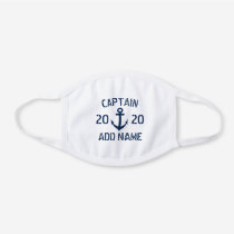 Navy blue and white nautical anchor sailor theme white cotton face mask