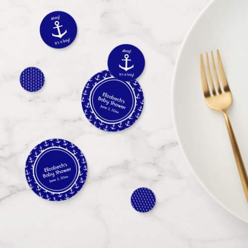 Navy Blue and White Nautical Baby Shower Confetti