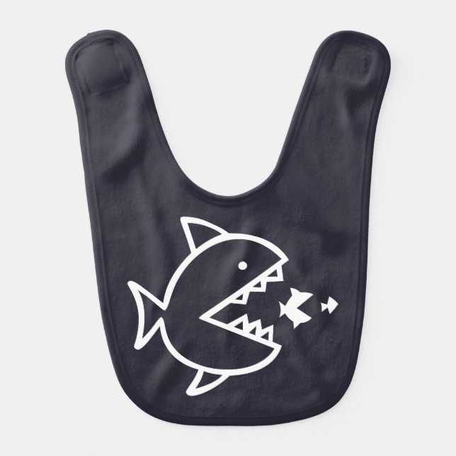 navy blue and white nautical FISH CHASE | Baby Bib (Front)